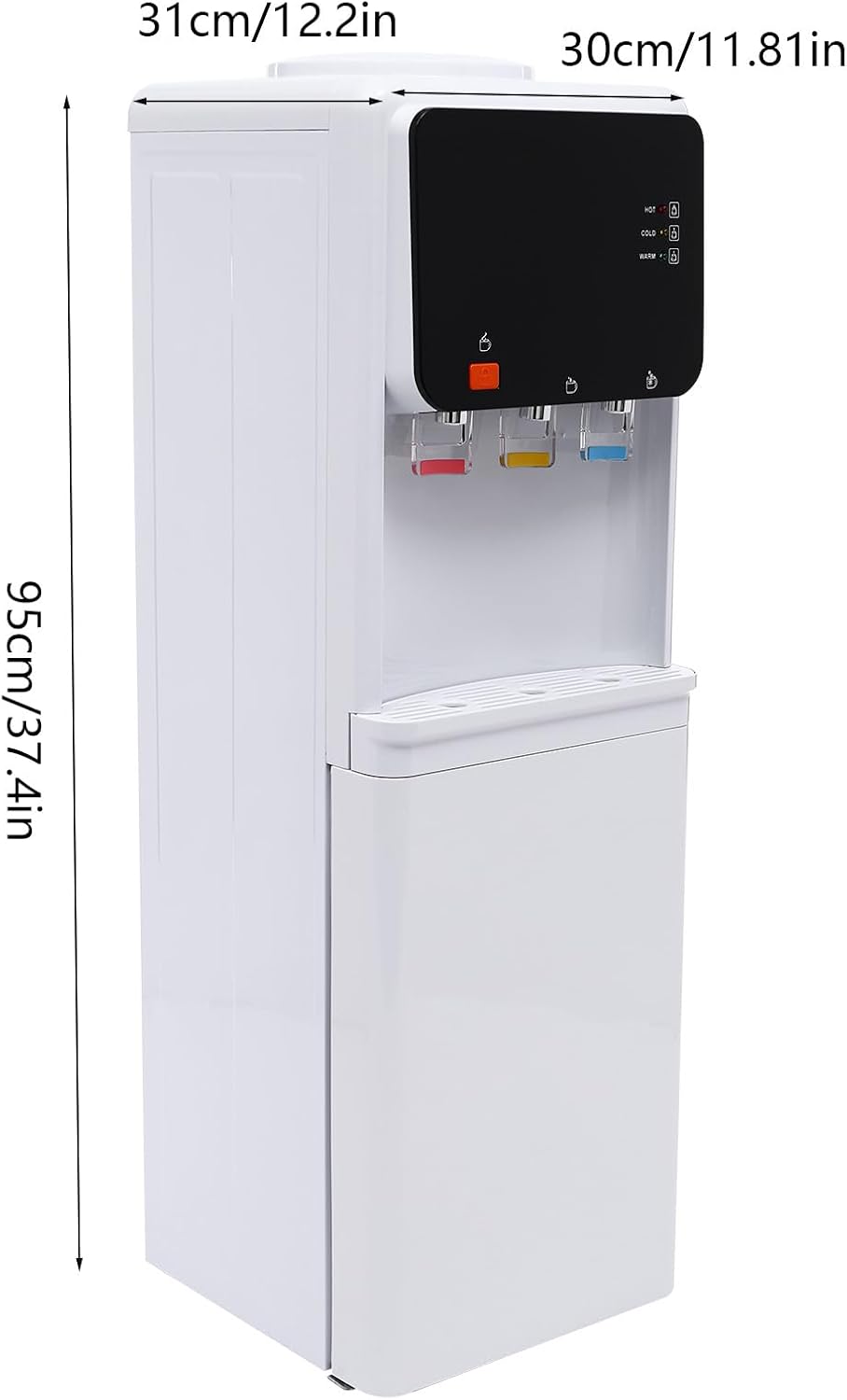 Top Loading Water Cooler Dispenser for 1 to 4 Gallon Bottles - Electric Hot and Cold Dispenser with 3 Temperatures and Child Safety Lock, Ideal for Tea Brewing, Office and Home