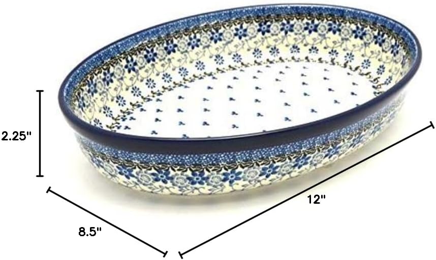 Polish Pottery Baker - Oval - Large - Silver Lace