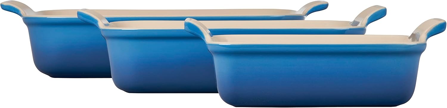 Le Creuset Stoneware Heritage 3-Piece Rectangular Baking Dish Set, Marseille
