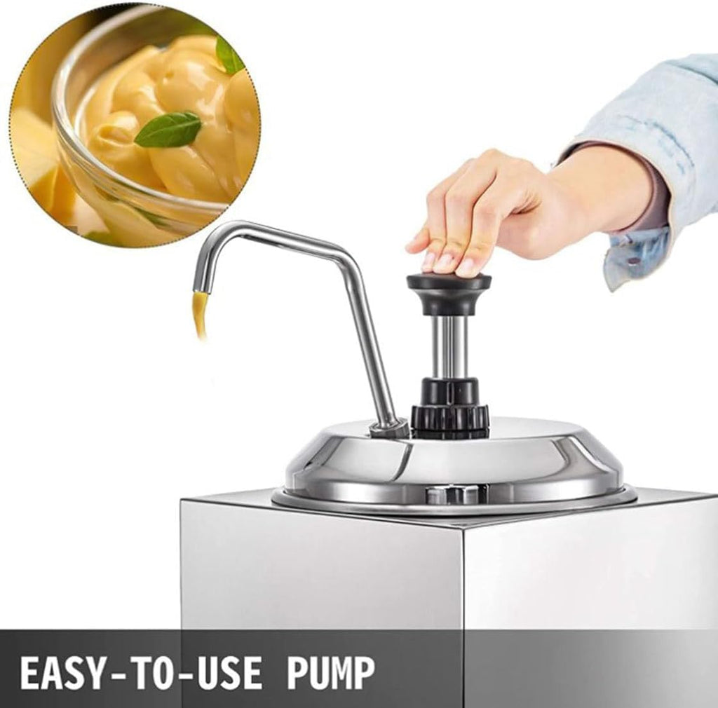 800W Commercial Cheese Dispenser, Electric Cheese Chafing Dish, 30-110℃ Adjustable Chafing Dish Dispenser with Pump