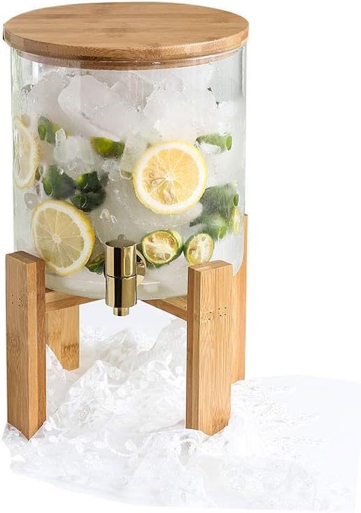 Drink Dispenser Beverage Dispenser with Infuser, Water Dispenser with Spigot, Water Pitcher for Hot/Cold Juice, Beer, Punch, Iced Tea for Parties