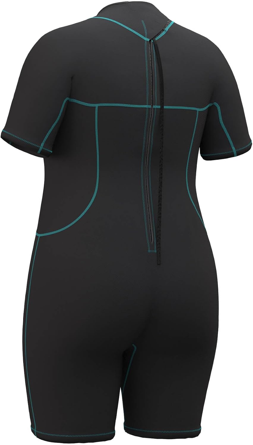 Hevto Plus Size Wetsuit Men Women 3/2mm Neoprene Full Shorty Wet Suit Back Zip Swimming Keep Warm in Cold Water