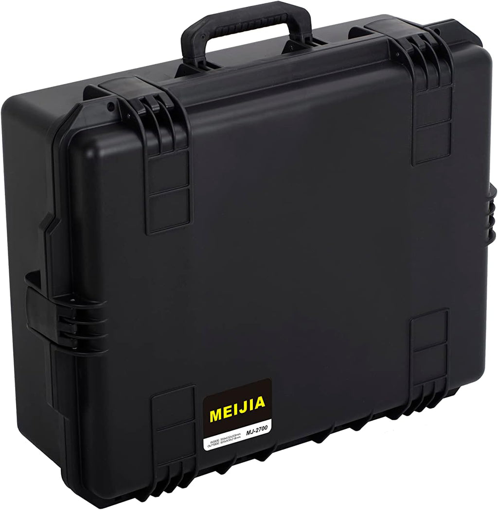 MEIJIA Premium Portable All Weather Heavy Duty Waterproof Hard Compact Camera Case with Customizable Fit Foam, Lightweight Design,24.6'X19.7'X8.6',Black