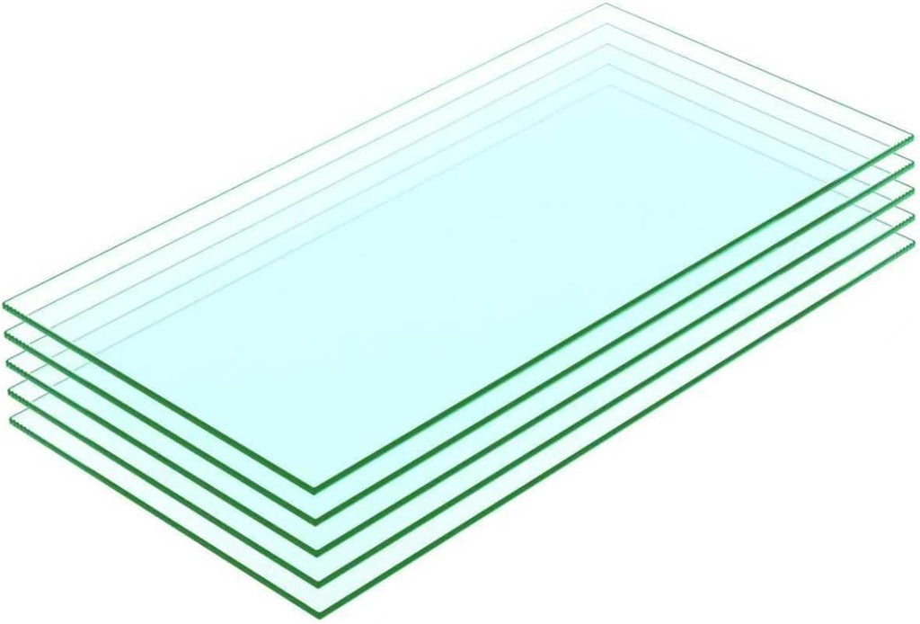 Floating Shelves - Pack of 5 Tempered Glass Shelves, 14' W x 48' L, 3/16' Thick, Polished Edges-– Rectangular Replacement Shelves for Cabinets, Display Cases & Retail Fixtures