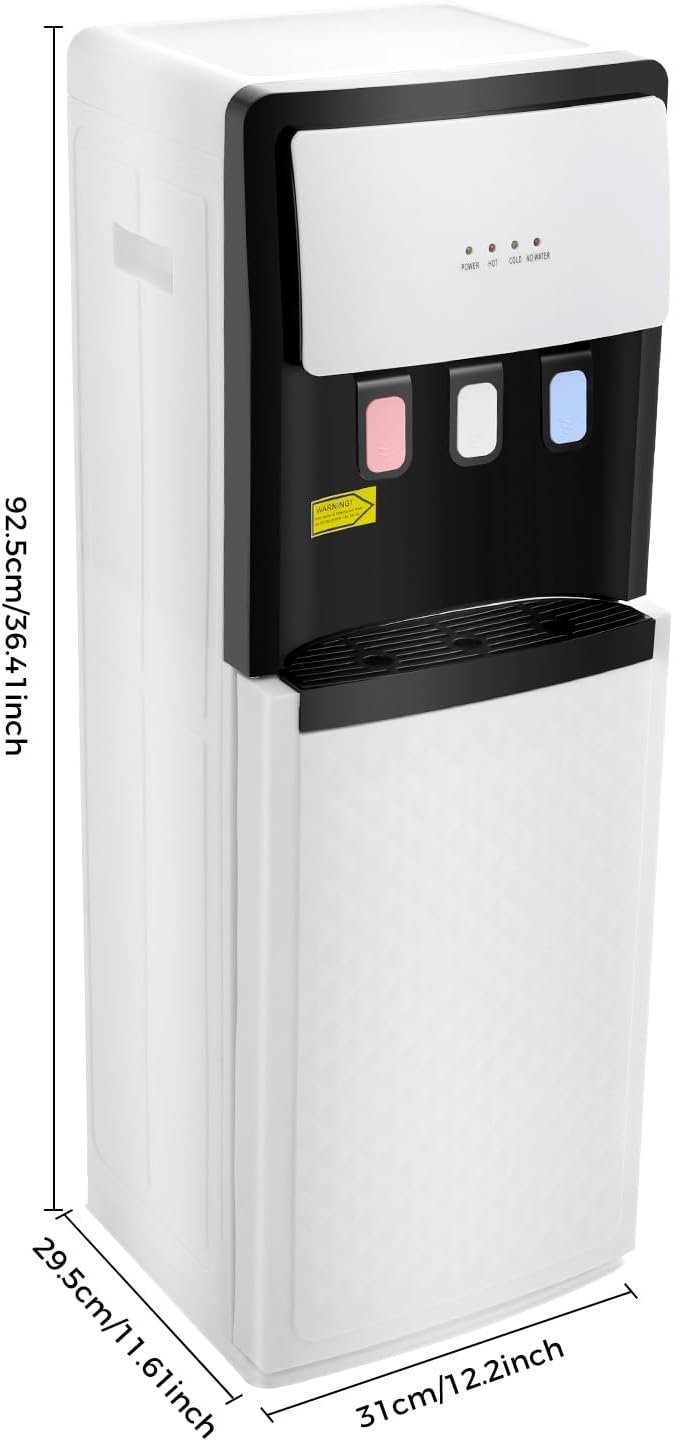 Bottom Loading Water Cooler Dispenser, 500W Hot and Cold Water Cooler with 3 Temperature Settings - Hot Cold & Room for Home Apartment Office Water Capacity 1.5L(Cold) & 5L(Hot) SJYTD-6 White