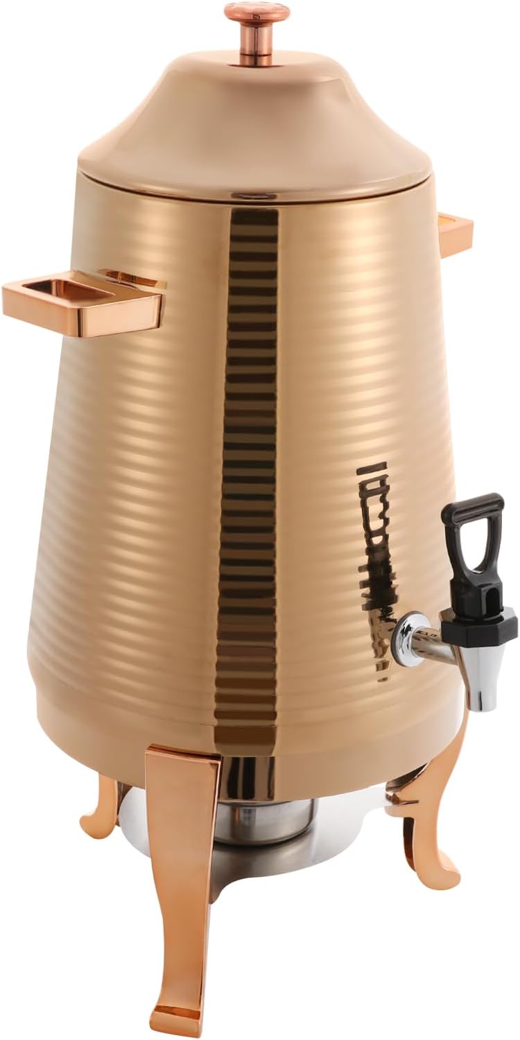3.43Gal/13L Hot Water Urn, Stainless Steel Commercial Coffee Urn, Electric Hot Water Dispenser for Tea Milk, Industrial Coffee Maker with Stand and Spigot for Parties Catering (Rose Gold)