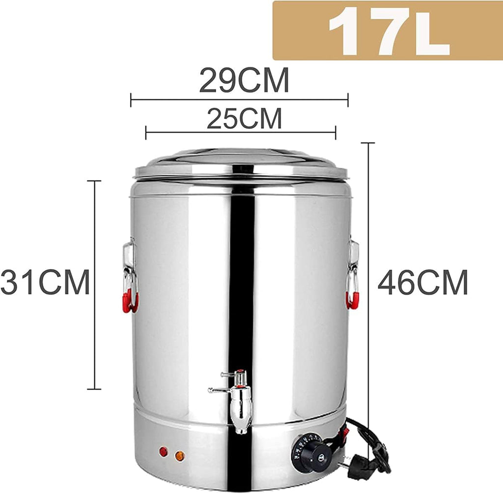 Stainless Steel Catering Urn Dispenser, Commercial Electric Hot Water Boiler, Water Dispenser, for Hotels, Buffets And Catered Events/Transparent,17L