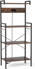 JHshop Bakers Rack with Power Outlet, Coffee Bar, Microwave Stand, Kitchen Storage Shelf for Spice, Pots and Pans Organizer, 23' × 13' × 54' (L x W x H)