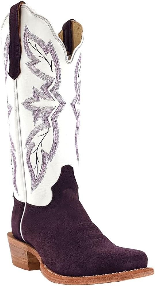 R. Watson Boots Womens Roughout Narrow Square Toe Cowboy Heel Leather Boot