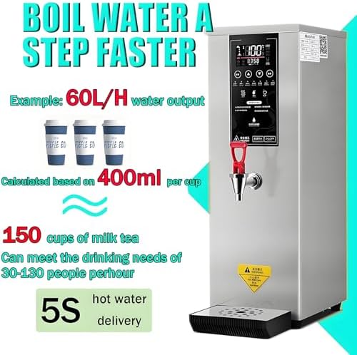 Professional Electric Hot Water Dispenser with LCD Touchscreen - Instant Adjustable Temperature 86-212℉ - Ideal for Restaurants, Cafes, Offices - Black Commercial Hot Water Machine