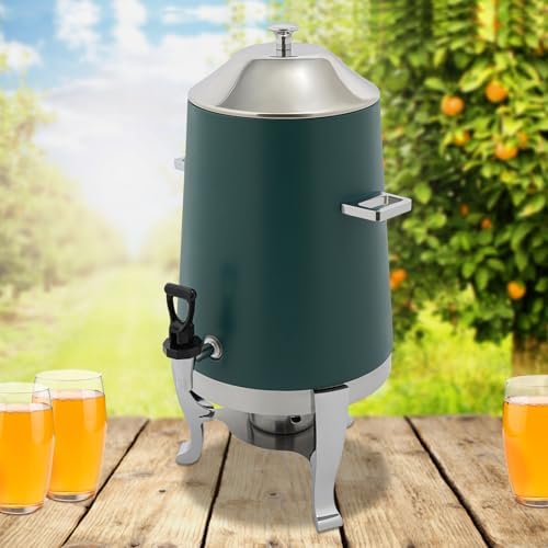 Coffee Urn with Fuel Holder, 3.5 Gallon/13L Stainless Steel Beverage Dispensers for Coffee Tea Hot Water, Hot Drink Dispenser with Stand, Chafer Urn with Spigot for Parties Catering (Red)