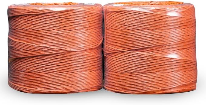 Bridon Max Hay Baling Twine, 130 Pound Knot Strength and 20,000 Foot Length, 2 10,000 Foot Spools, Crop Baling, Christmas Tree wrap (Orange) (4)