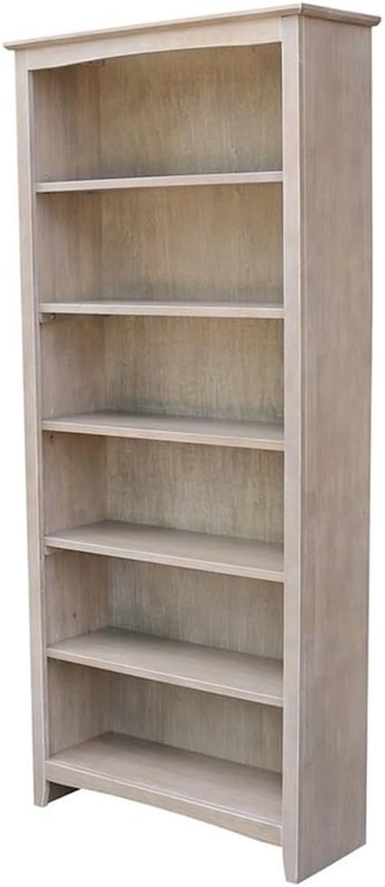 Shaker Solid Wood Bookcase, 72' High, Washed Gray Taupe