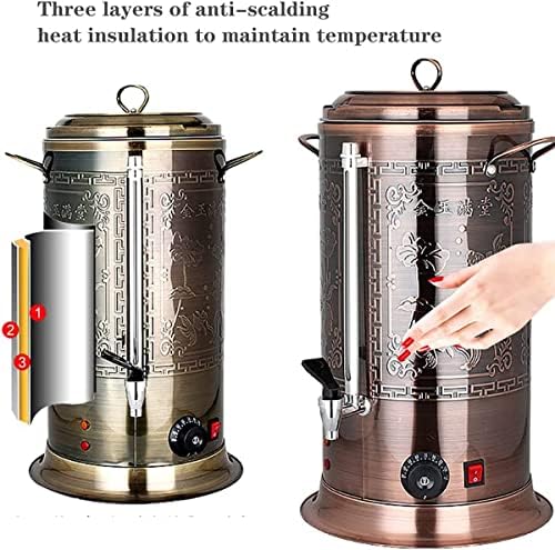 Hot Water Boiler Dispenser Tea Urn, Catering Boiler with Water Gauge & Automatic Temperature Control, for Brewing Commercial Office Home Party,Bronze,16.5L