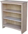 IC International Concepts, Shaker Solid Wood Bookcase, 2 Adjustable Shelves, Solid Real Wood, Sturdy Parawood, Spacious Dimensions 36'H x 28.85'W x 9.84'D, 40 LBS/ Shelf Capacity, Washed Gray Taupe