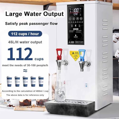 Commercial Automatic Hot Water Dispenser, Auto Fill Boiler with Temperature Display & Timer, Stepping Type Machine for Coffee, Hot Cocoa & Beverages
