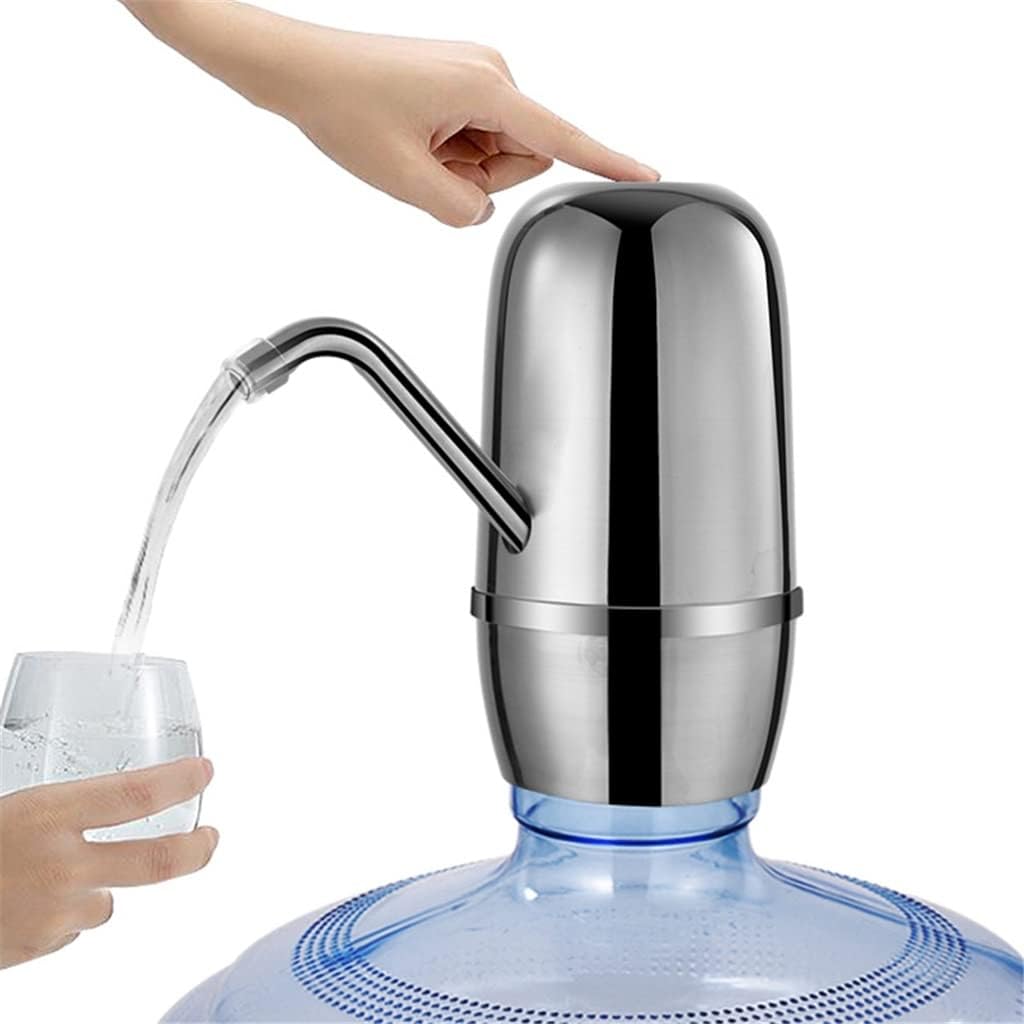 Sainless Steel Water Bottle USB Pump Dispenser Silver Electric Drinking Water Dispenser Tap with 2000 mAh Pumps Powerful