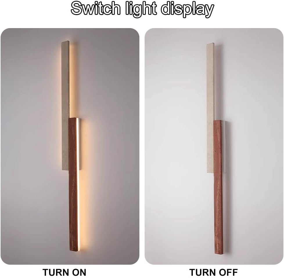 Outdoor Wall Light LED Linear Wall Sconce 47.2' Long Travertine Sconces Porch Lighting Fixture, Natural Stone Wood Wall Mounted Lamps for Outside House Patio Garage Entryway