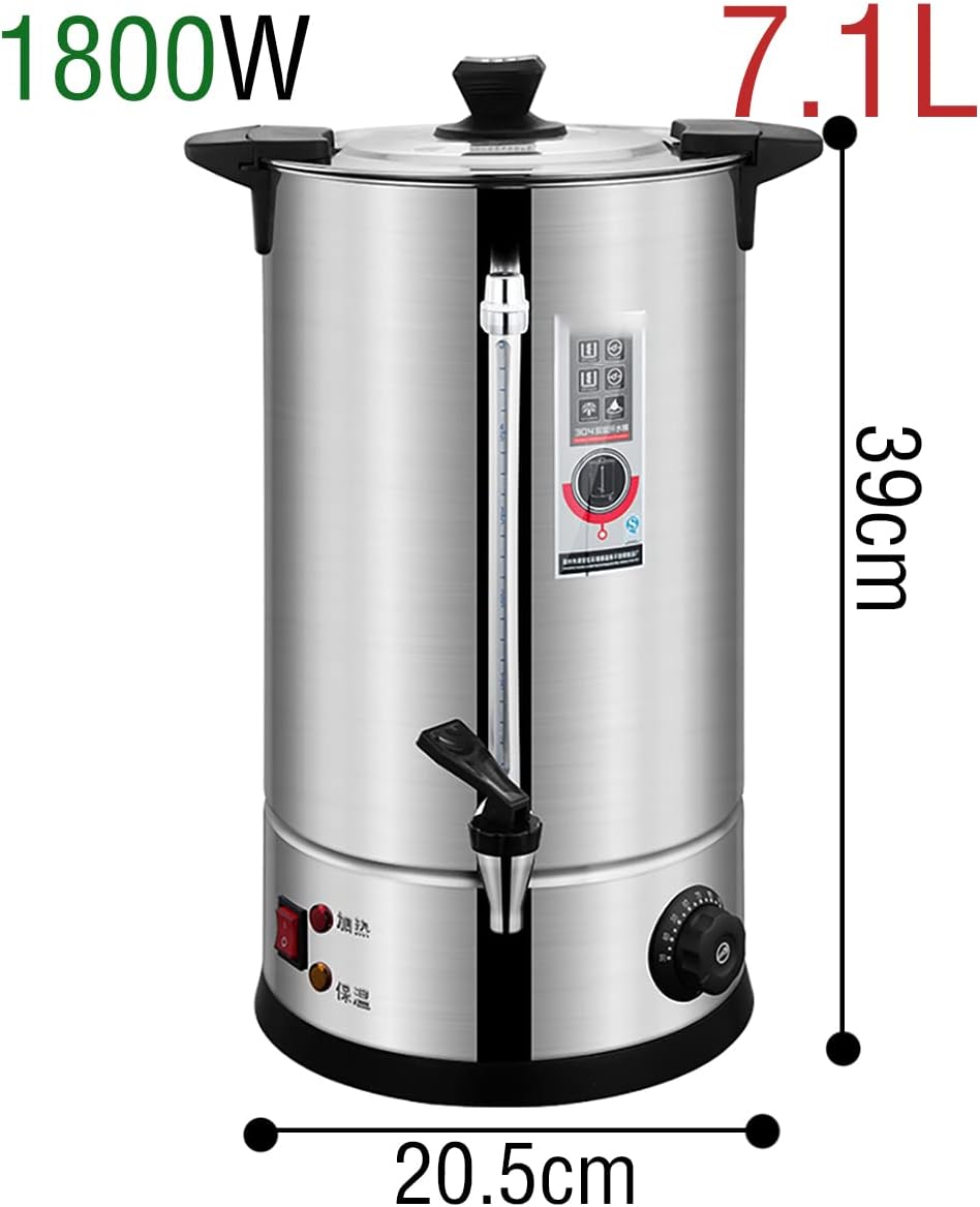 Commercial Catering Boiler, Electric Hot Water Boiler Dispenser, Boiling Water Bucket, 30-110°C Temperature Control Knob, for Brewing/Buffet,7.1L