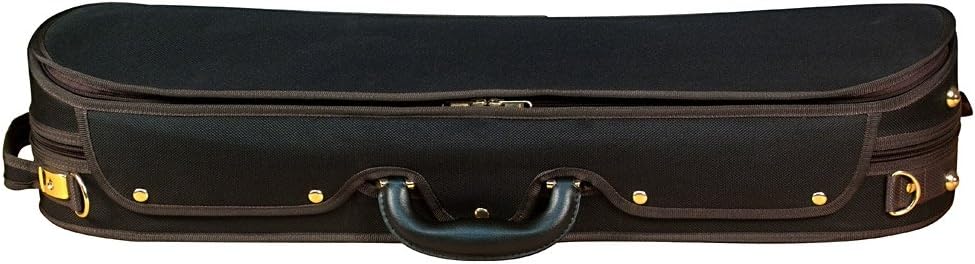 Baker Street BK-4030 Luxury Violin Case – Modern Oblong – Sturdy Plywood, Padded Velour Interior, Accessory Compartments & Shoulder Strap for Protection & Travel