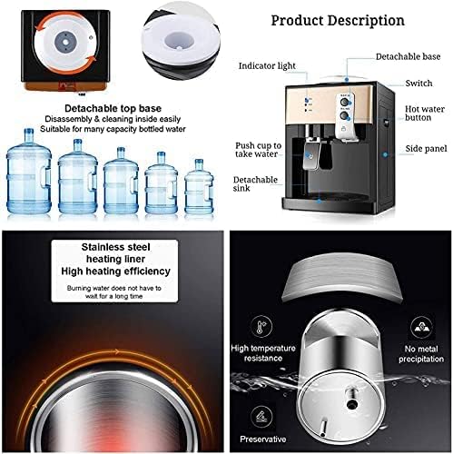 Electric Water Dispenser, Stationary Drinking Fountain Cold And Hot Water Cooler Heater For Home Office Hotel Coffee Tea Bar, One-handed Push Cup, Convenient And Safe Dispenser Water,Pink,Collector88