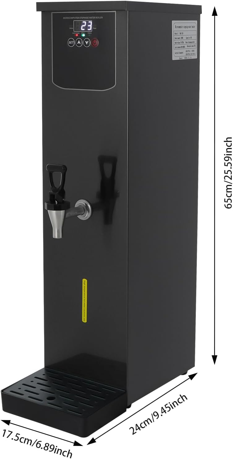Step-Heating Commercial Hot Water Dispenser, 30L /7.93Gal Hot Water Boiler Dispenser Electric Water Pot Boiler Commercial Boiling Water Machine for Tea Coffee Shop Dessert Shop Hotel (Black)
