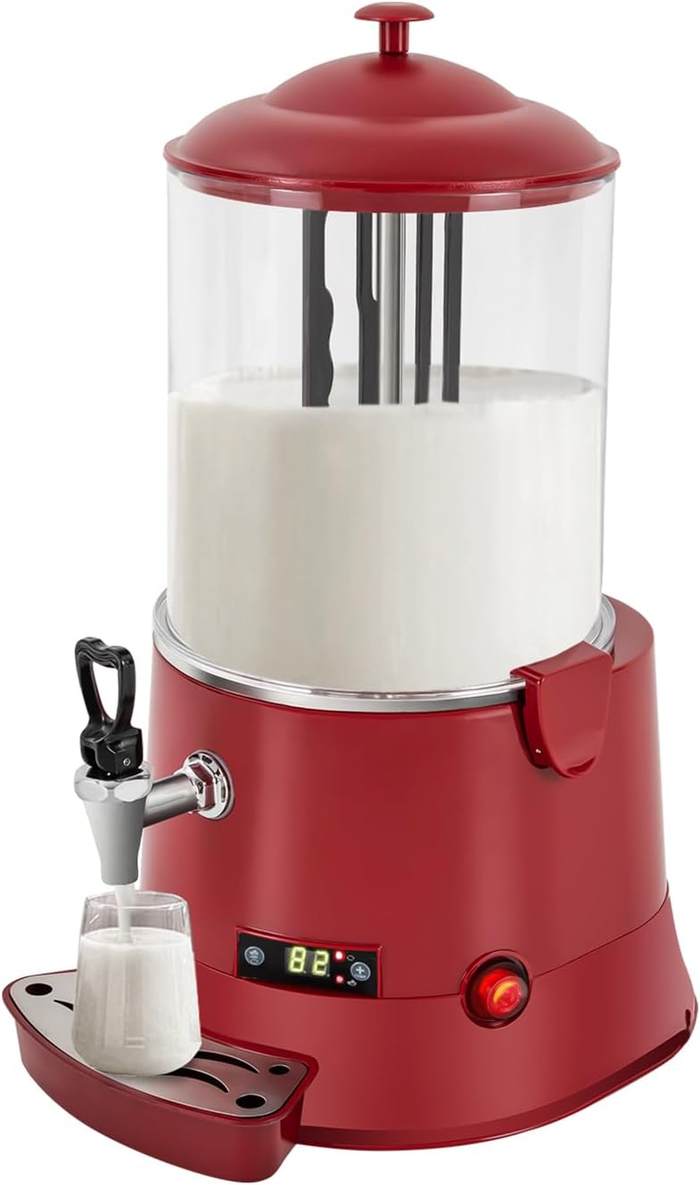 CNCEST 10L Chocolate Melting Machine,400W 110V Commercial Hot Chocolate Maker Machine Chocolate Dispenser Warmer Hot Beverage Warmer for Heating Chocolate Coffee Milktea (Red)