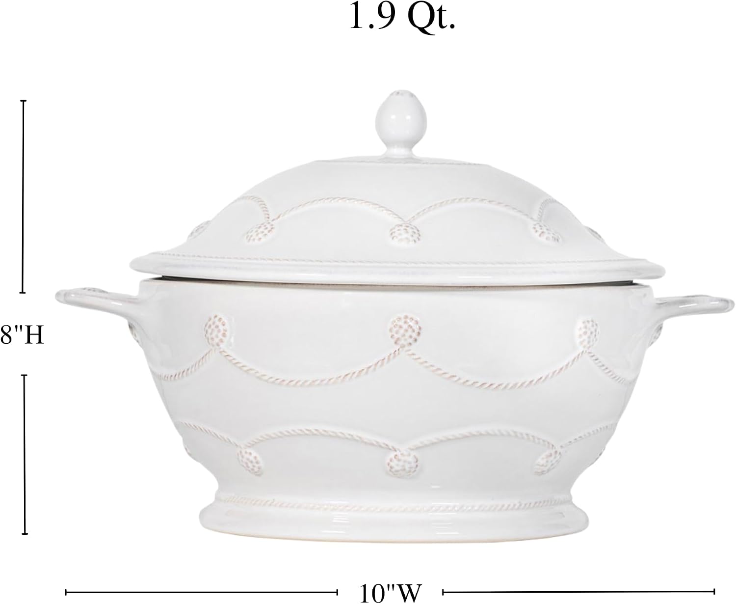Juliska Berry & Thread Casserole with Lid - Whitewash