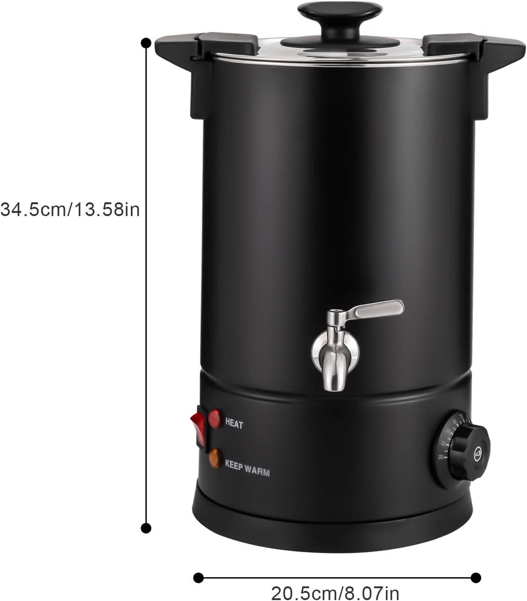 1KW Electric Coffee Urn & Hot Water Dispenser - 8L Stainless Steel Tea, Coffee & Hot Chocolate Maker for Cafes, Buffets, Offices & Catering - Temperature Range 30-110°C/86-230°F