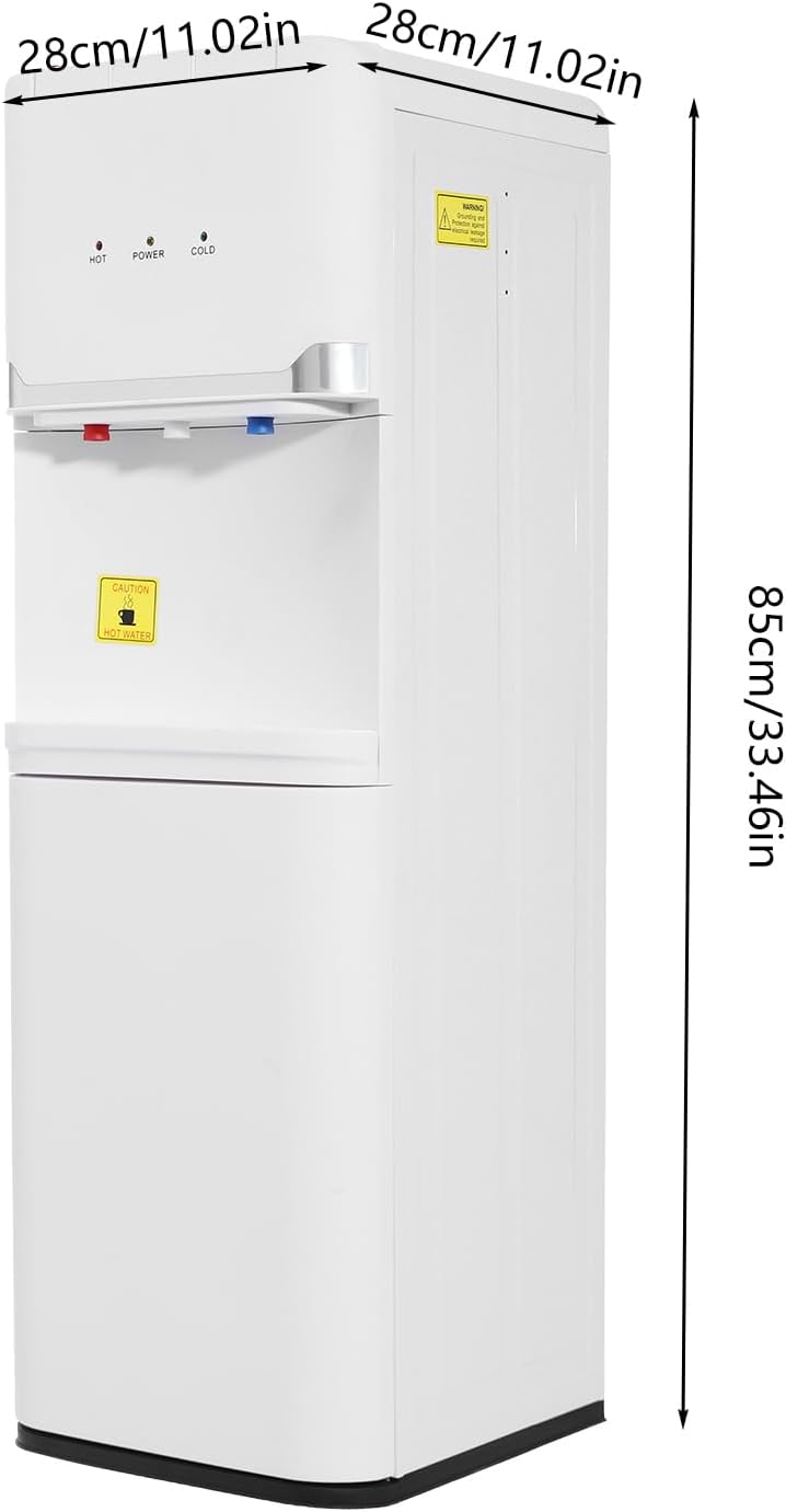 Hot/Cold/Warm Top Loading Water Cooler Dispenser, 5 Gallons Water Coolers Freestanding with Child Safety Lock, Removable Drip Tray & Storage Cabinet, Energy Saving Slim, Home Office Commercial Use