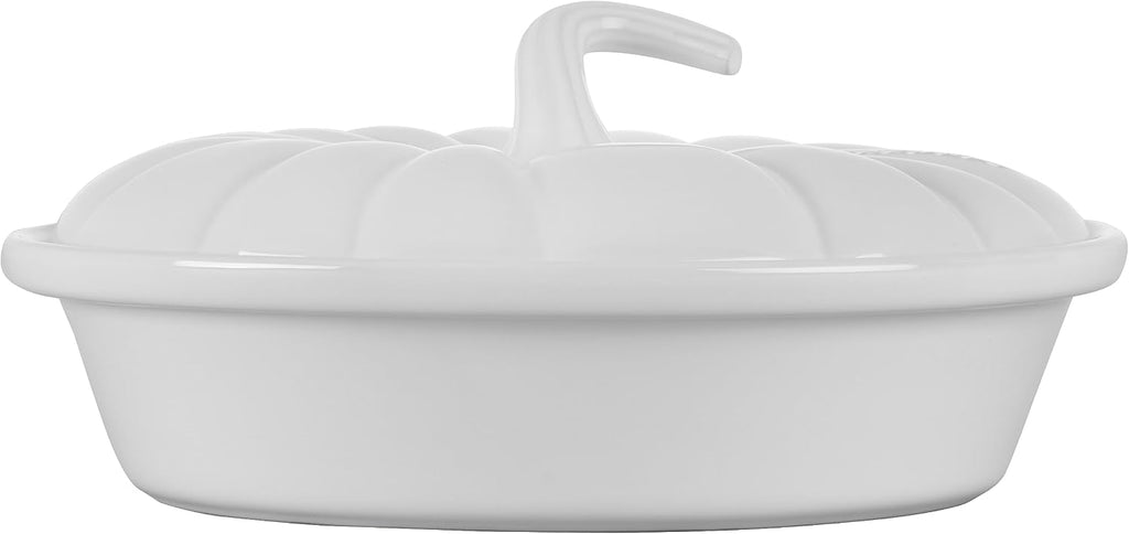 Le Creuset Stoneware Figural Pumpkin Baker with Lid, 9', White