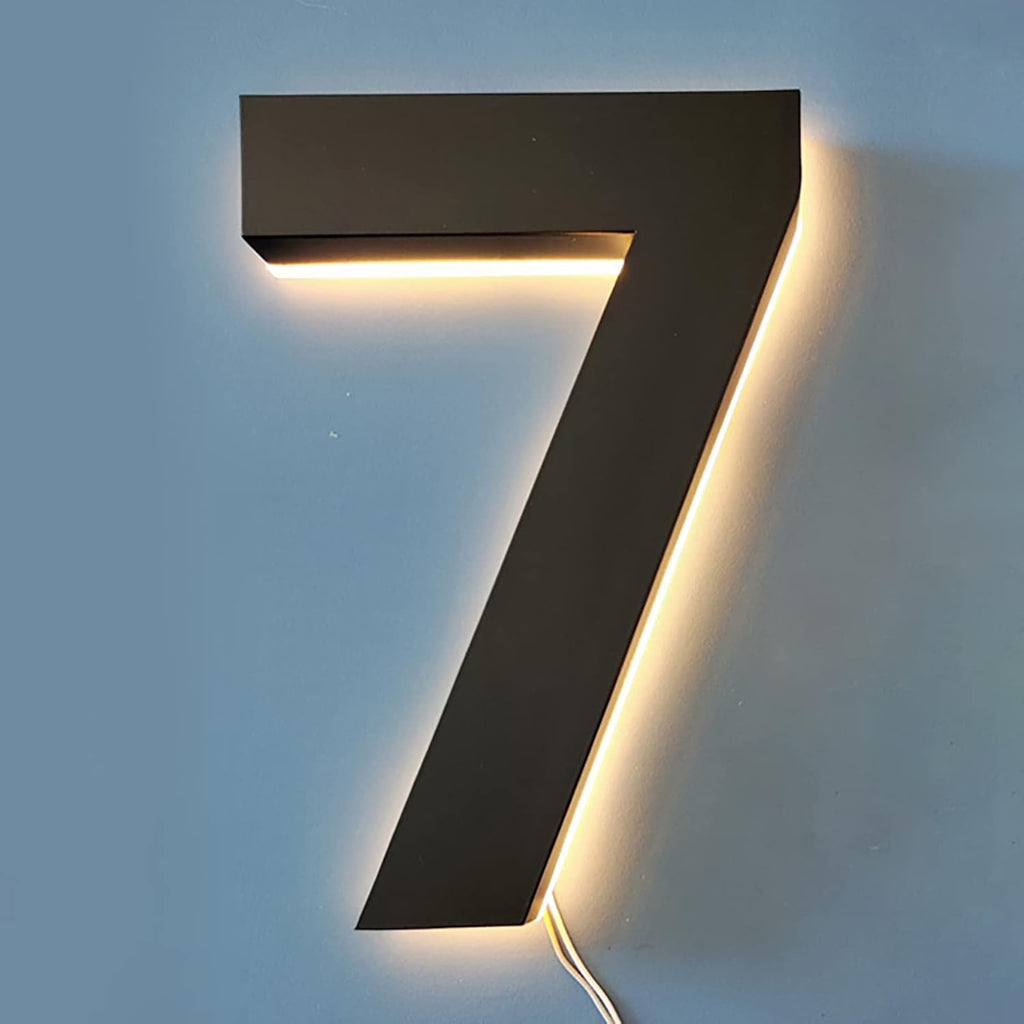 Illuminated House Numbers For Outside, 18' Backlit LED Home Address Numbers, Stainless Steel Light Up Address Numbers Signs For House,I
