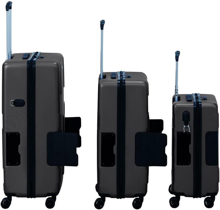 TACH Patented Connecting Hard Shell 3 Piece Luggage Set - 20, 24 & 28 inch Luggage | Carry-On, Medium & Large Rolling Suitcases - Black