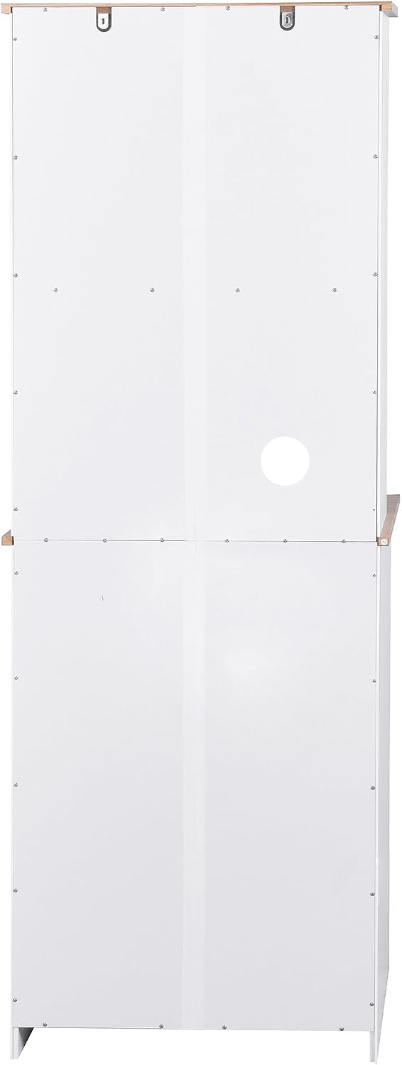 Kitchen Pantry Cabinet, 67' H Wooden Microwave Cabinet with Storage, Display Sideboard with Glass Door and Drawer, Modern Kitchen Storage Rack for Home, Office,Pantry