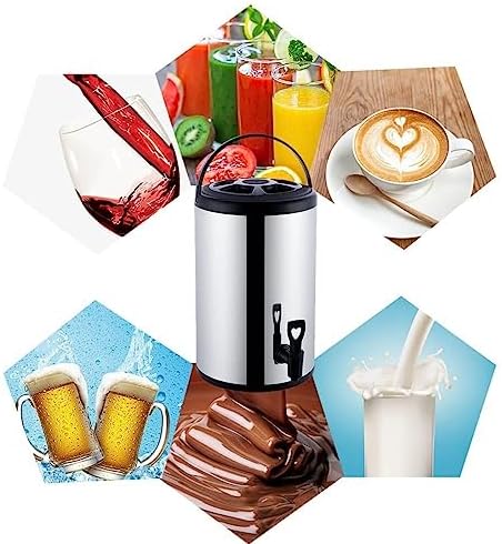 Stainless Steel Hot Water Dispenser with Faucet, 6L/8L/10L/12L Commercial Insulated Catering Urn, Thermostat Water Boiler, Keeps Water Hot for 10-12 Hours, Black