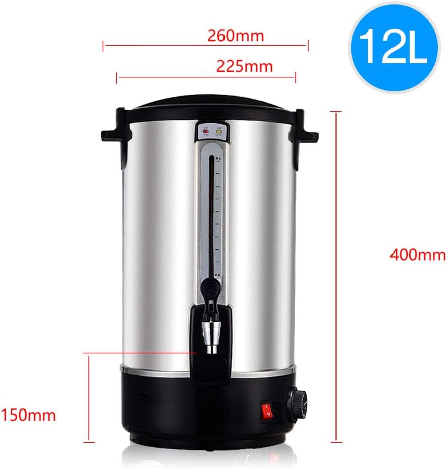 Commercial Electric Hot Water Boiler and Warmer, Stainless Steel Insulated Barrel Double Walled Beverage Dispenser with Spigot (12L)
