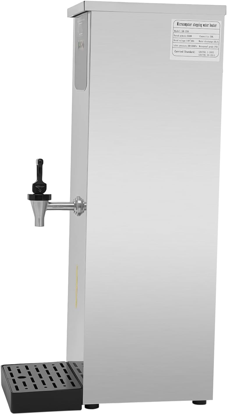 DYNAMI Electric Water Boiler and Dispenser,3000W 30L/7.9Gal Commercial Hot Water Dispenser,304 Stainless Steel Liner,LED Display,Automatic Heating 86-206.6 ℉W/Timer,for Tea Coffee Restaurant Office