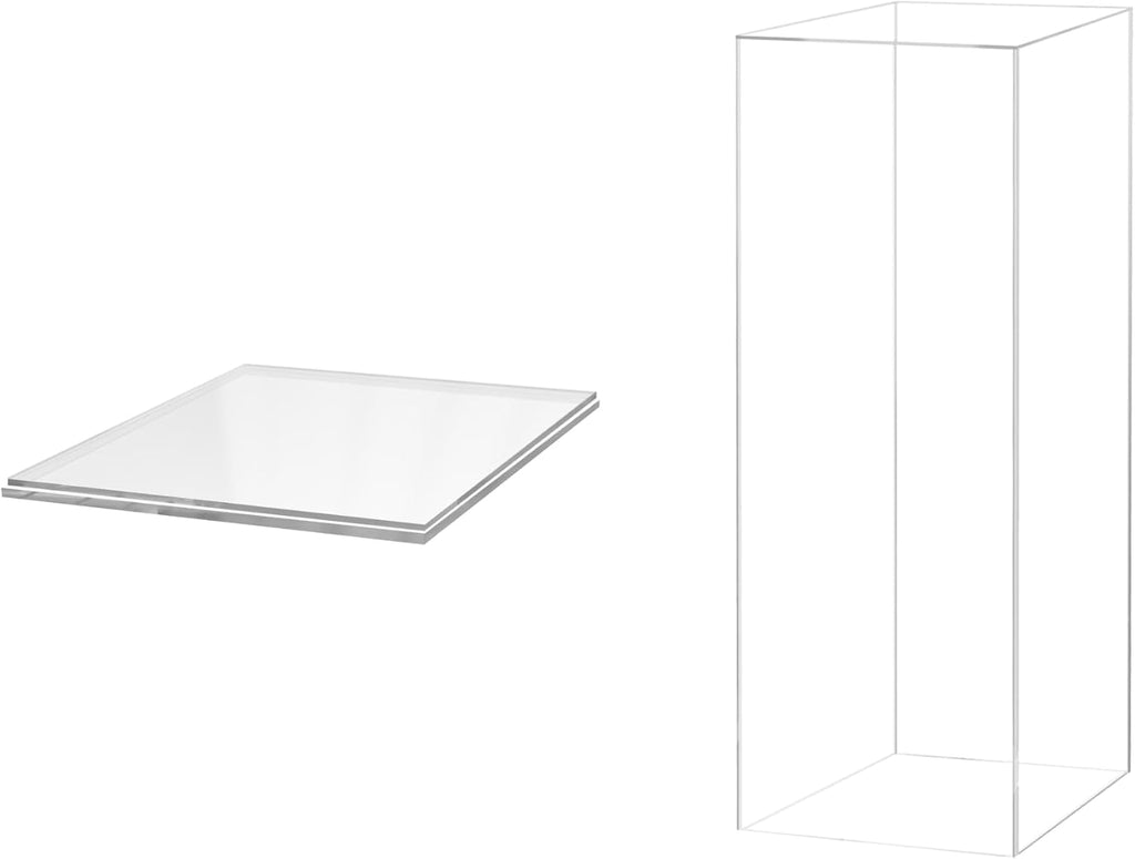 Acrylic Display Riser Box Clear with Clear Base Versatile 5 Sided Pedestal Merchandise Storage Bin 12' x 12' x 42' Retail Product Riser by Marketing Holders