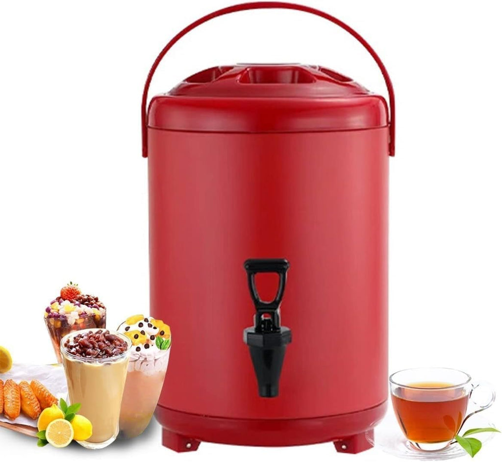 6L 8L 10L 12L Urn Boiler Hot and Cold Water Dispenser Stainless Steel Tea Hot Water Bottle with Faucet Portable Handle Large Capacity Sealing for Catering Office Hotels Party (Color : Red, Size : 6L