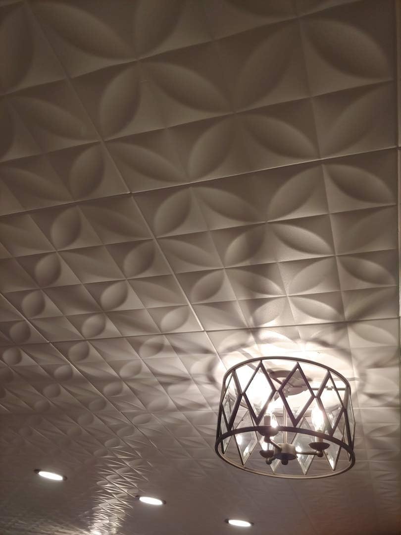 À LA MAISON CEILINGS R103 Perceptions Foam Glue-Up Ceiling Tile (128 Sq. Ft./Case), Pack of 48, Plain White