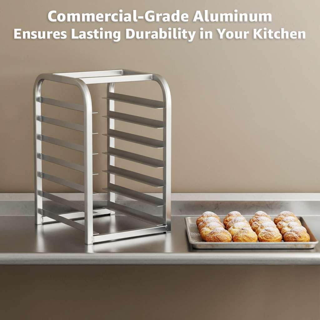 7 Pan Half Size Aluminum Baking Rack – Commercial Kitchen Bun Pan Rack for Cooling NSF