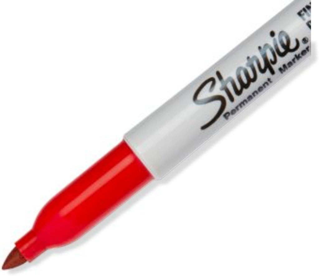 Sharpie 30002 Fine Point Permanent Marker, Marks On Paper and Plastic, Resist Fading and Water, AP Certified, Red Color, Case of 24 Dozens