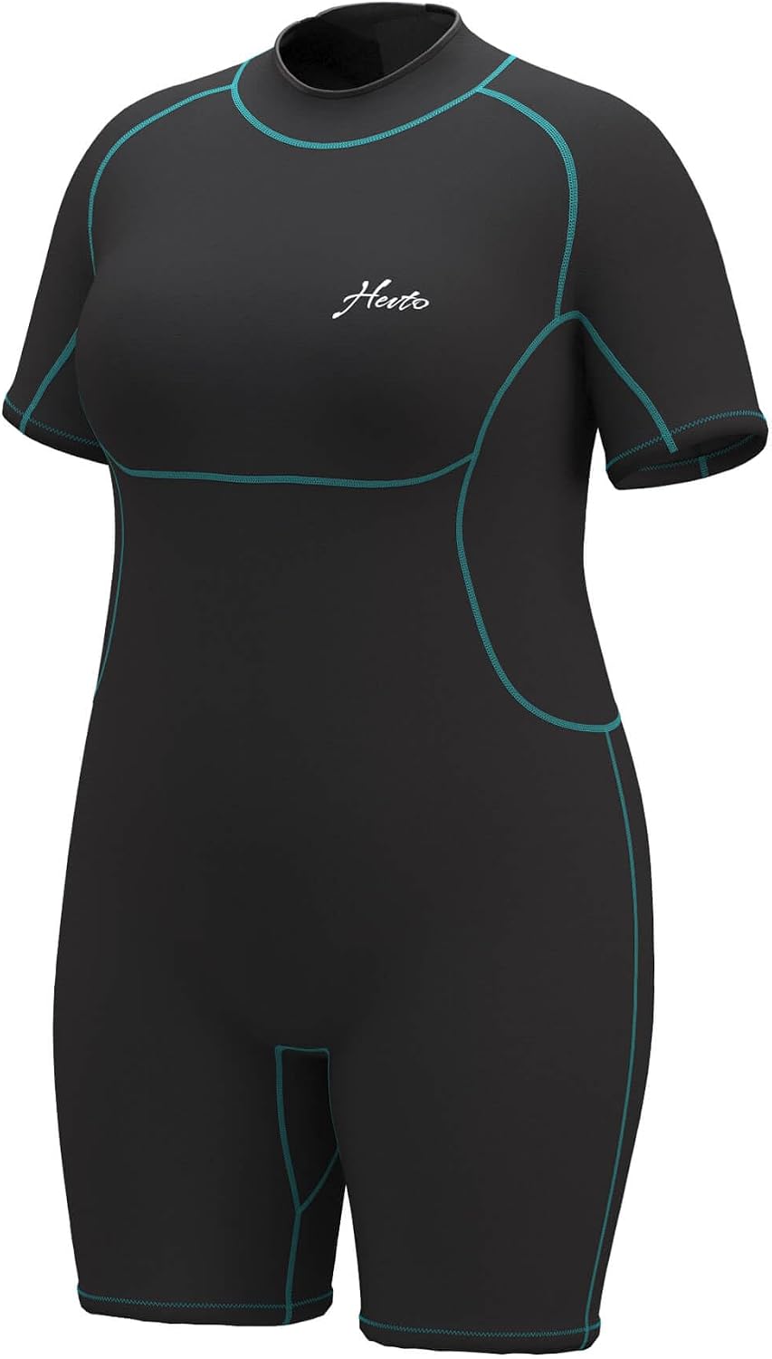 Hevto Plus Size Wetsuit Men Women 3/2mm Neoprene Full Shorty Wet Suit Back Zip Swimming Keep Warm in Cold Water