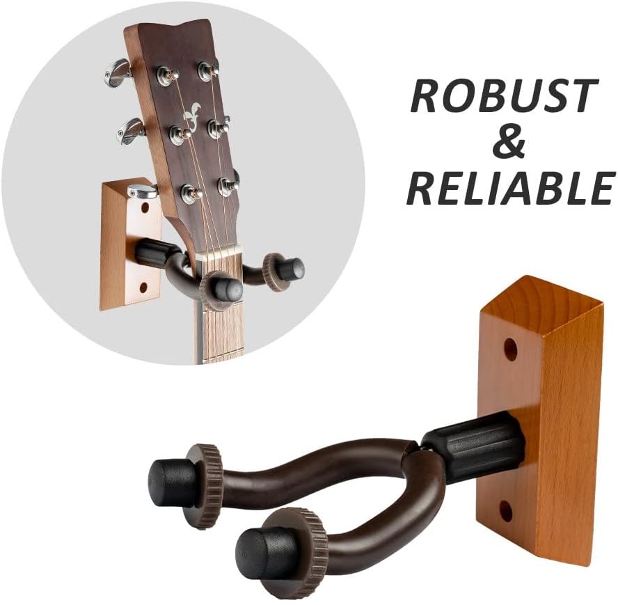 Guitar Hanger Hook Holder Stable And Wood Base Steel Hook Adjustable Wall Mount For Guitar Ukulele
