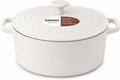 Cuisinart Chef's Classic Enameled Cast Iron Dutch Oven with Lid, Porcelain Enameled Interior, Oven Safe, Induction Compatible, 7-Quart, Round, White