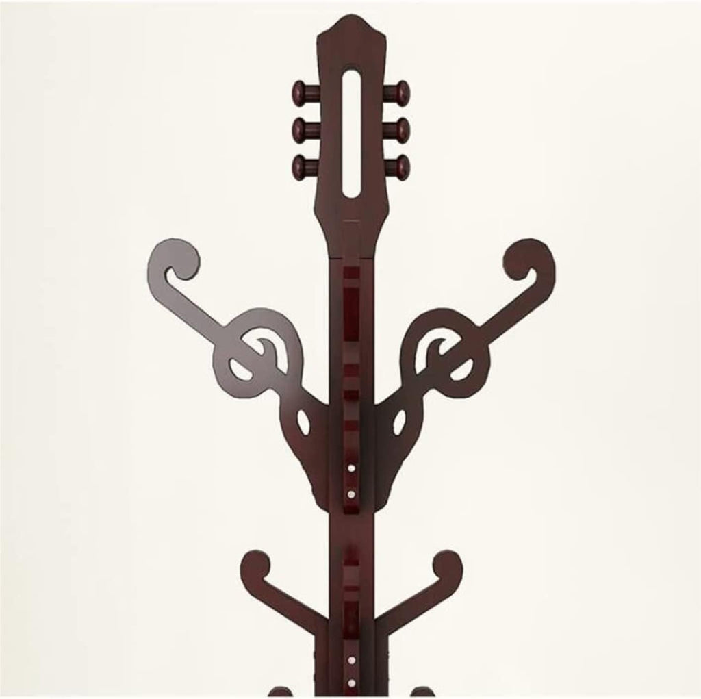 VVABRA Coat Stand Coat Rack Standing Coat Rack with 12 Hooks and Round Base Guitar Shape Coat Stand Easy Install Coat Tree Coat Holder