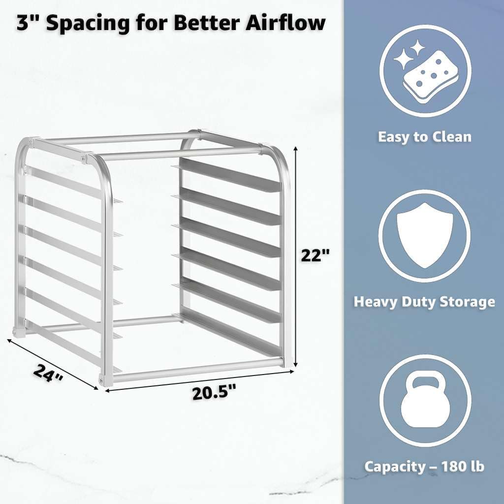 6 Pan Aluminum Bun Pan Rack - Commercial Full Size Sheet Pan Cooling Rack for Bakery NSF