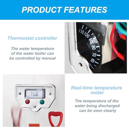 3000W/6000W Commercial Water Boiler, 30L/60L Hot Water Dispenser with Temperature Display, Adjustable Temp Control, Faucet Included, 220V, Ideal for Restaurants & Cafes