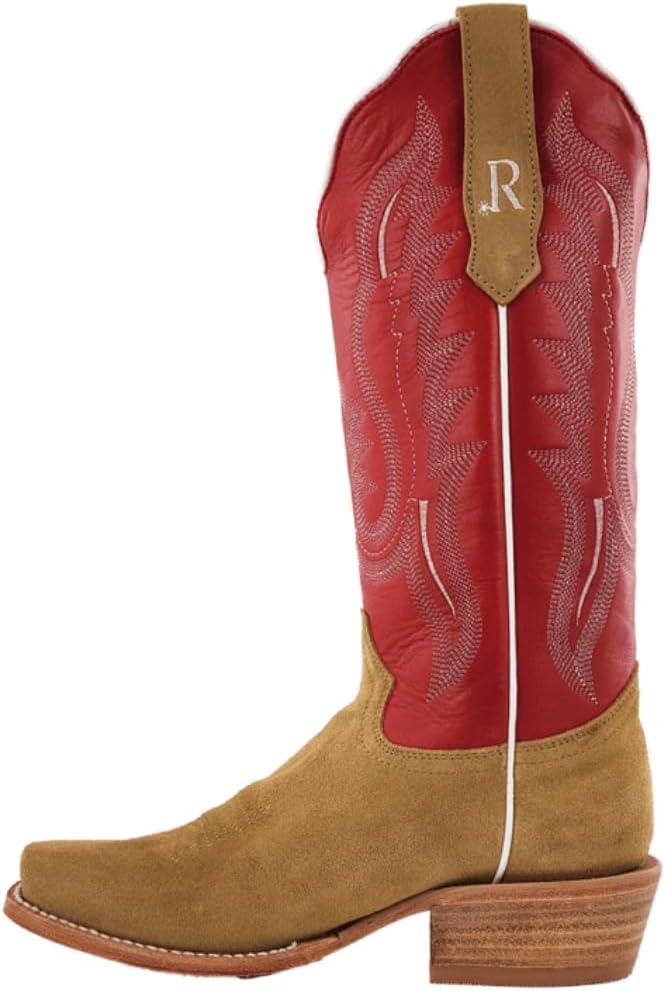 R. Watson Boots Womens Roughout Narrow Square Toe Cowboy Heel Leather Boot