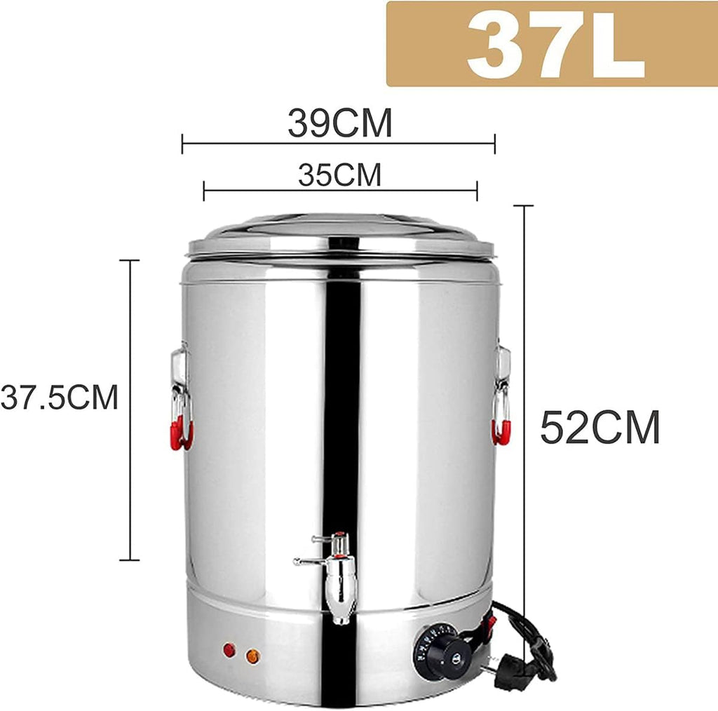 Stainless Steel Catering Urn Dispenser, Commercial Electric Hot Water Boiler, Water Dispenser, for Hotels, Buffets And Catered Events/Transparent,37L
